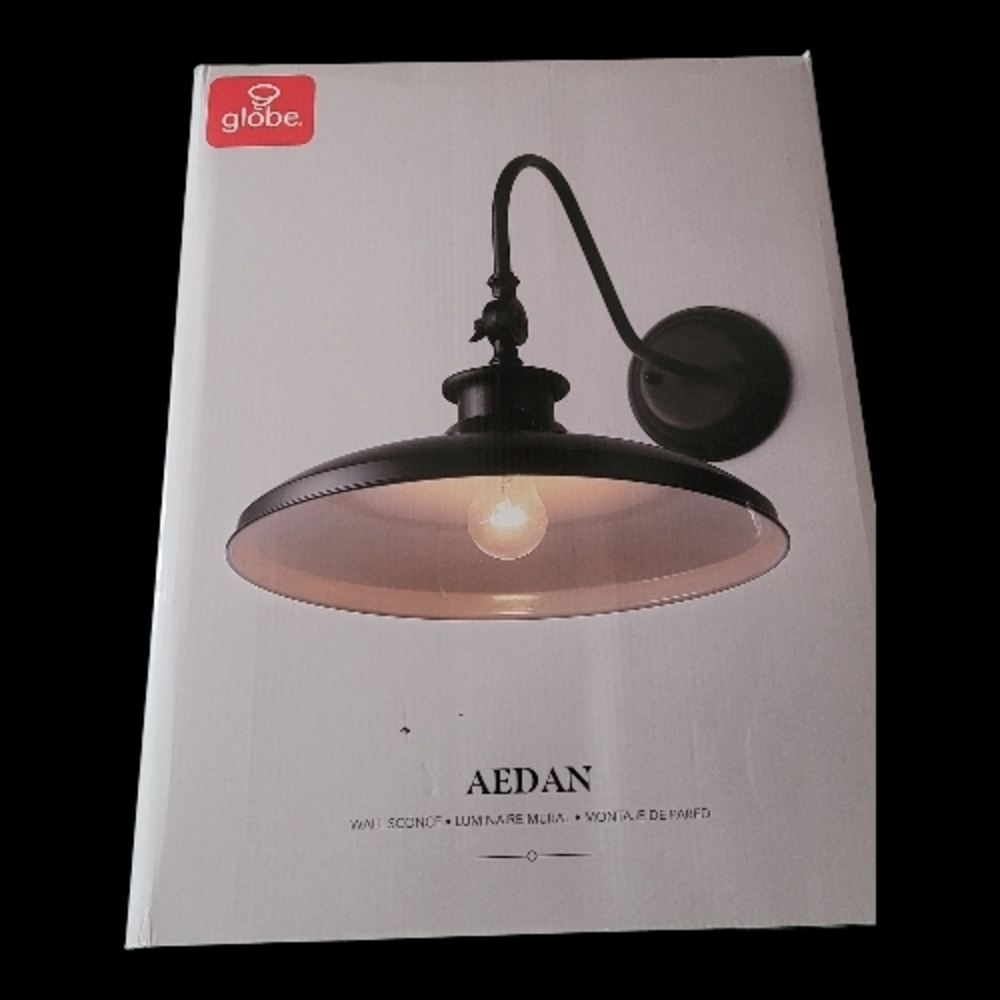 Globe Aedan Black Industrial Wall Light
